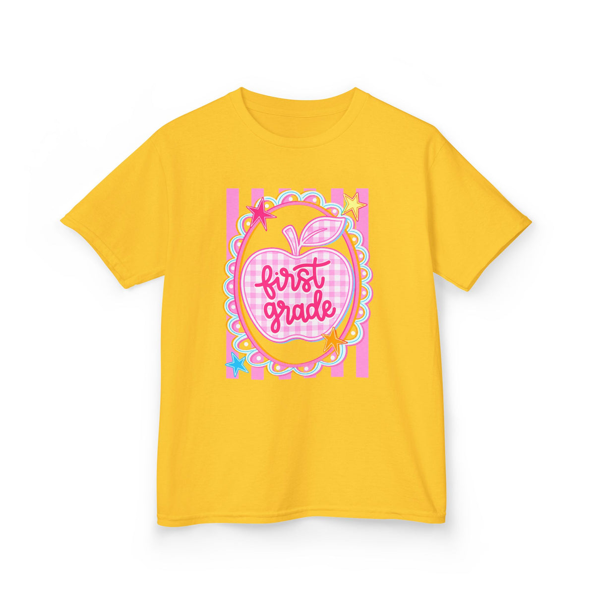 First Grade Kids T‑Shirt — Pink Apple Back to School Tee