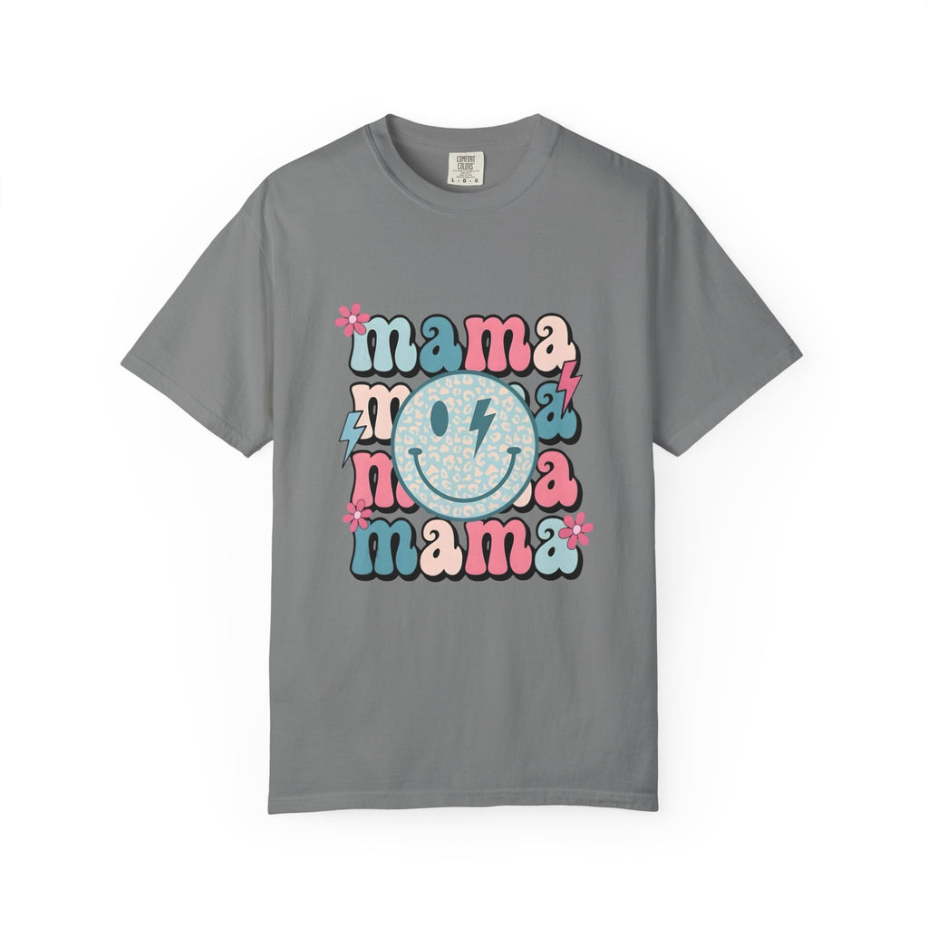 Mama Smiley Graphic T-Shirt — Retro Pink & Blue Mother’s Day Tee