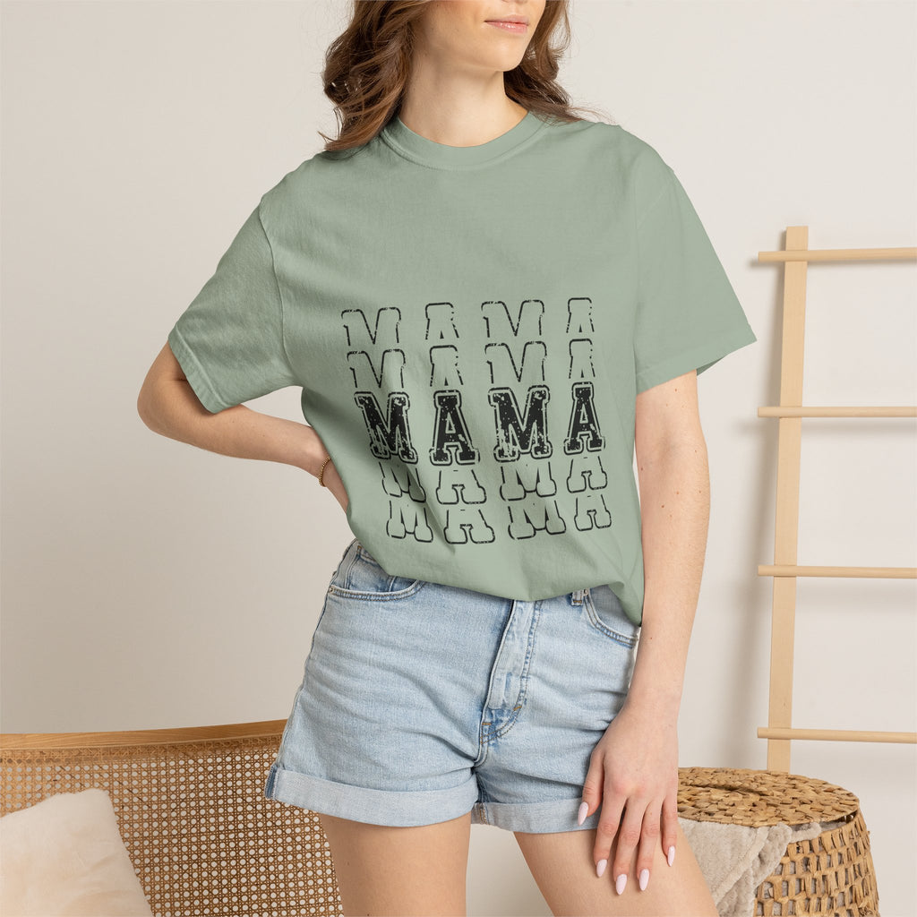 Mama Repeat Graphic T-Shirt — Vintage Outline "MAMA" Mom Tee