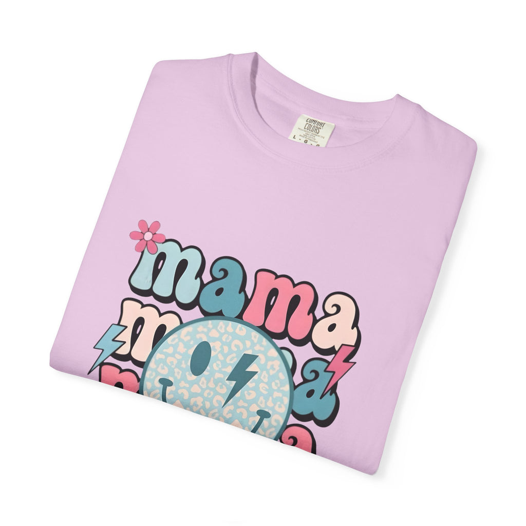 Mama Smiley Graphic T-Shirt — Retro Pink & Blue Mother’s Day Tee