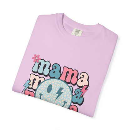 Mama Smiley Graphic T-Shirt — Retro Pink & Blue Mother’s Day Tee