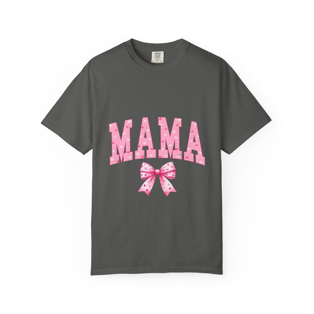 Mama Pink Polka Dot T‑Shirt — Cute Mama Tee with Bow