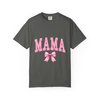 Mama Pink Polka Dot T‑Shirt — Cute Mama Tee with Bow