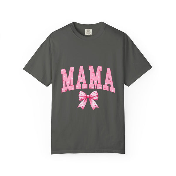 Mama Pink Polka Dot T‑Shirt — Cute Mama Tee with Bow