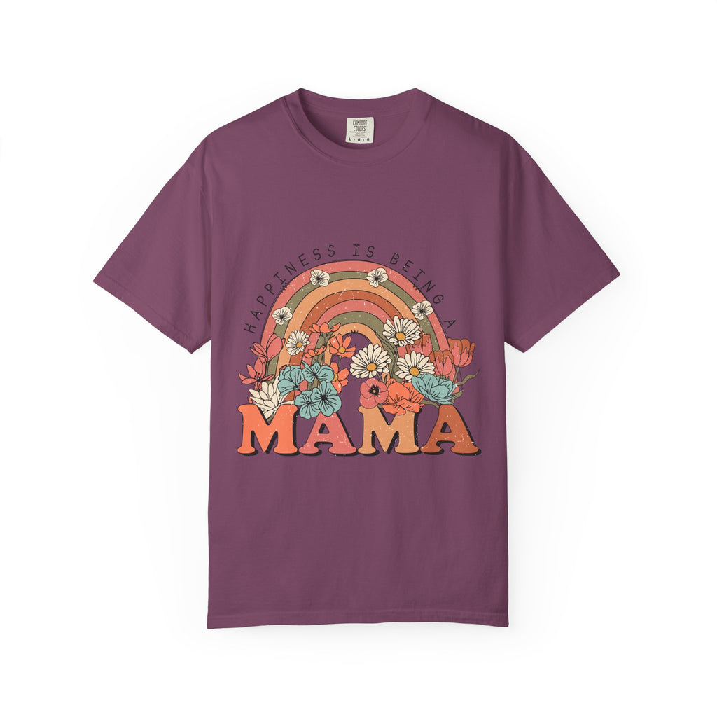 Mama Retro Rainbow Floral T-Shirt — "Happiness Is Being a Mama" Mother's Day Gift