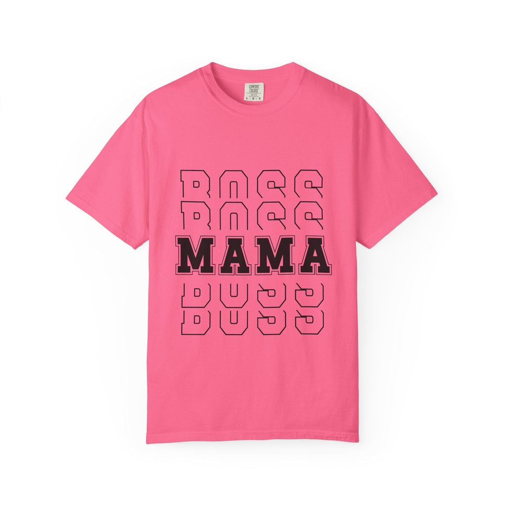 Mama Boss T-Shirt — 'MAMA' Layered Text Graphic Tee for Moms