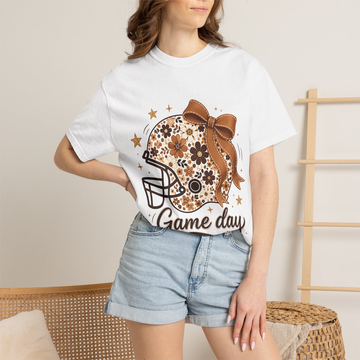 Game Day Floral Football Helmet T-Shirt