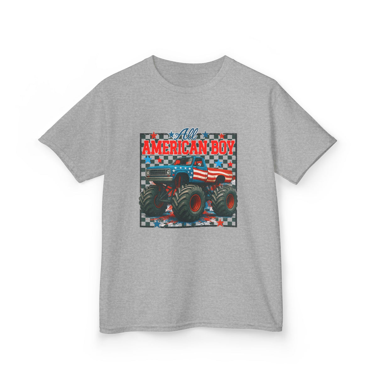 Kids Monster Truck Tee — American Boy Flag Design