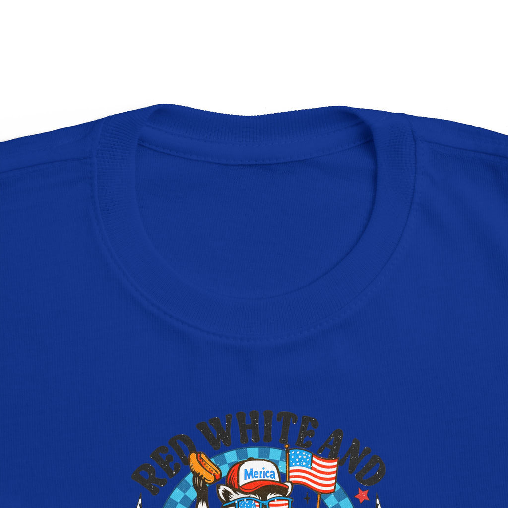 Toddler Tee — "Red White and Feral" Patriotic Cartoon Raccoon