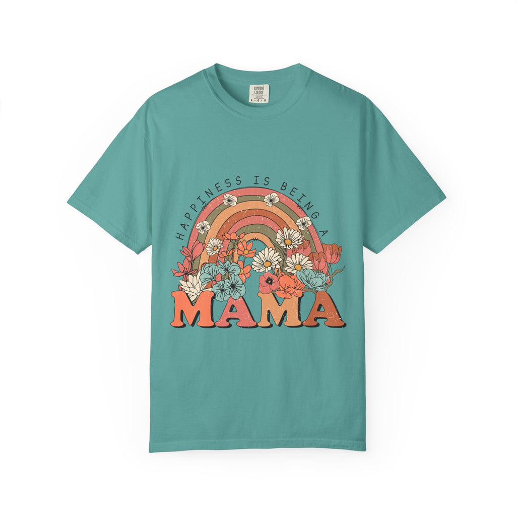 Mama Retro Rainbow Floral T-Shirt — "Happiness Is Being a Mama" Mother's Day Gift