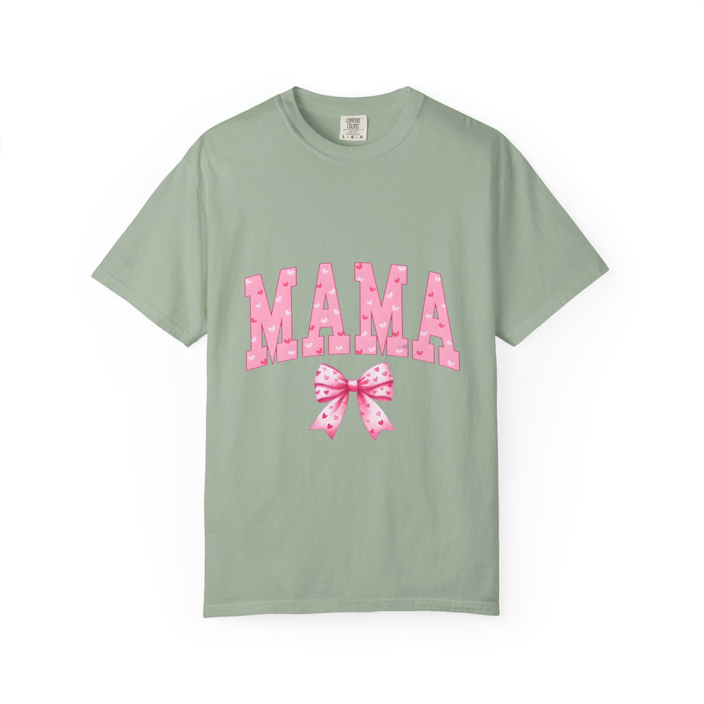 Mama Pink Polka Dot T‑Shirt — Cute Mama Tee with Bow