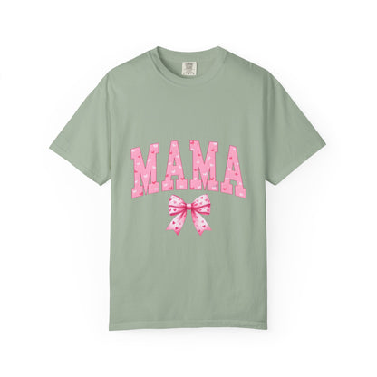 Mama Pink Polka Dot T‑Shirt — Cute Mama Tee with Bow