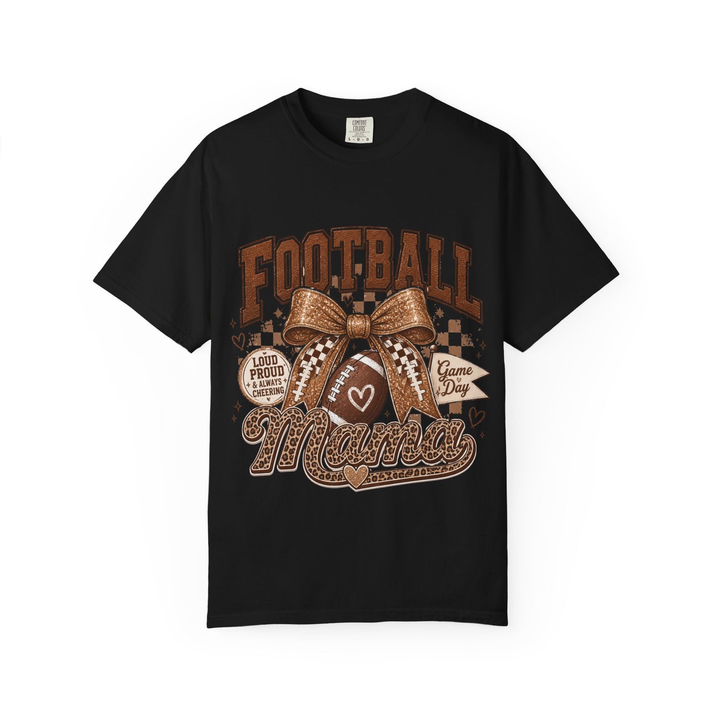 Football Mama T-Shirt — Game Day Mom Shirt with Bow & Football Design