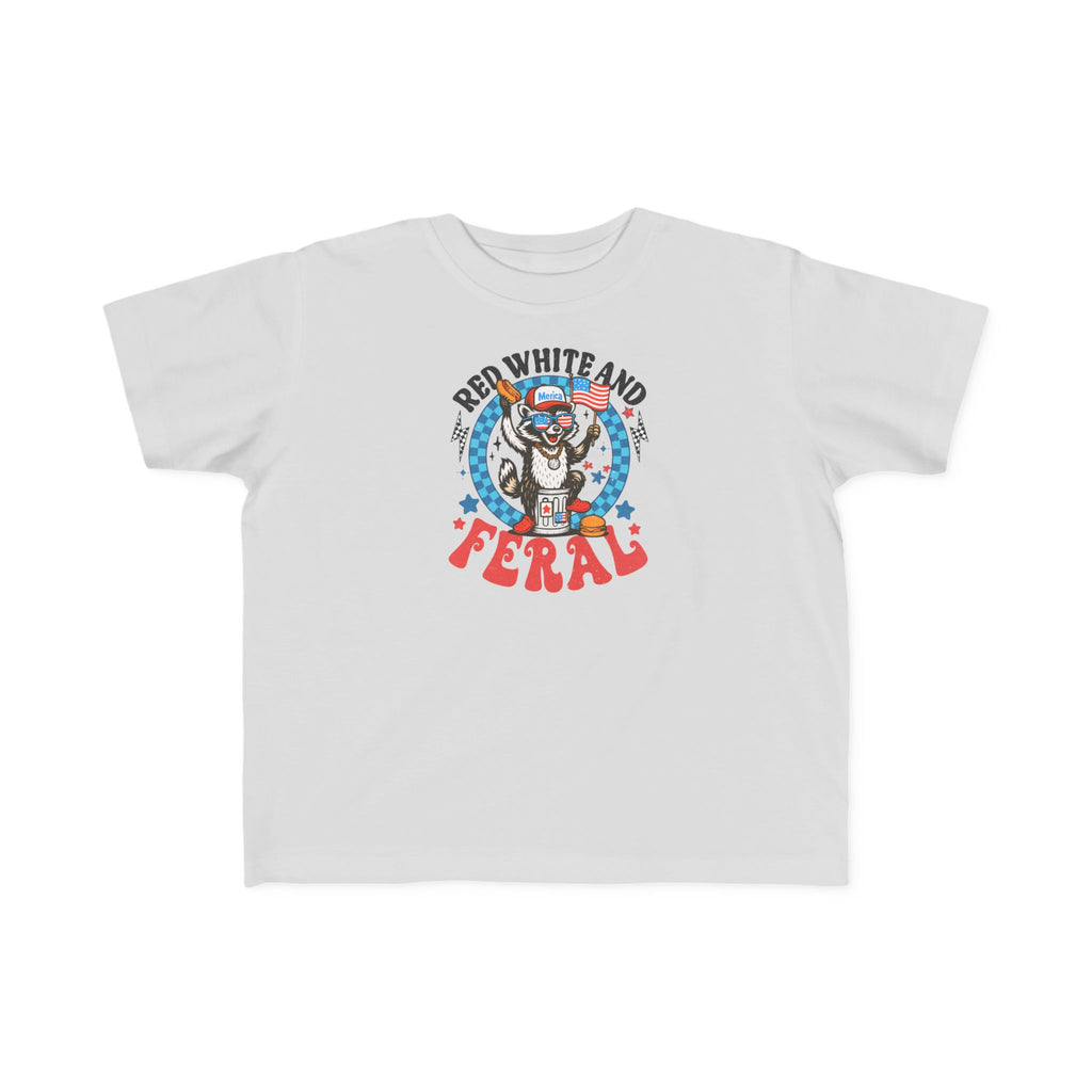 Toddler Tee — "Red White and Feral" Patriotic Cartoon Raccoon