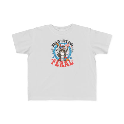 Toddler Tee — "Red White and Feral" Patriotic Cartoon Raccoon