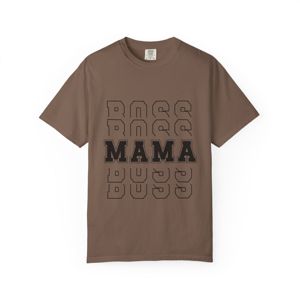 Mama Boss T-Shirt — 'MAMA' Layered Text Graphic Tee for Moms
