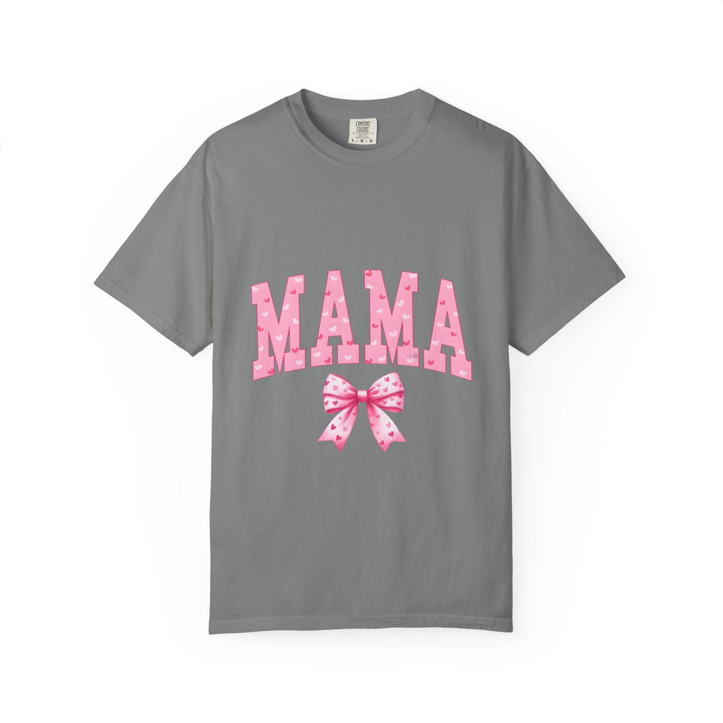 Mama Pink Polka Dot T‑Shirt — Cute Mama Tee with Bow