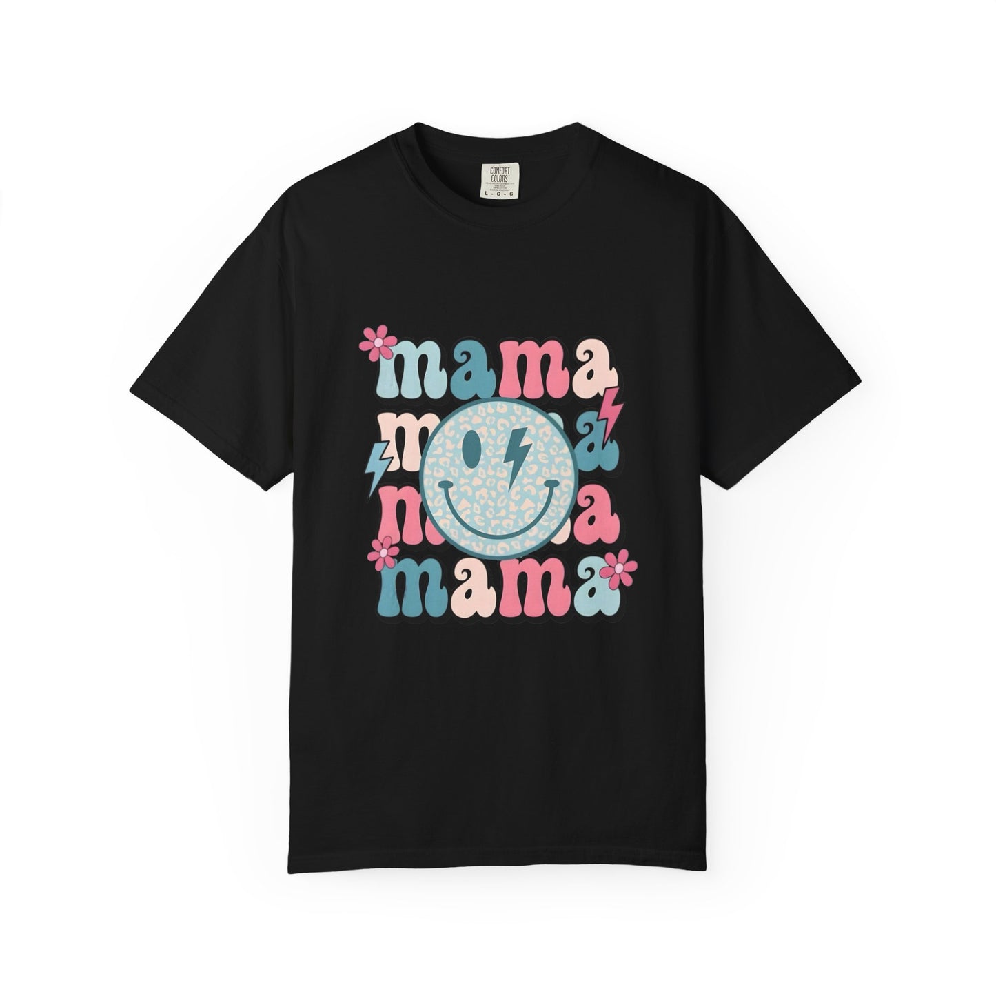 Mama Smiley Graphic T-Shirt — Retro Pink & Blue Mother’s Day Tee