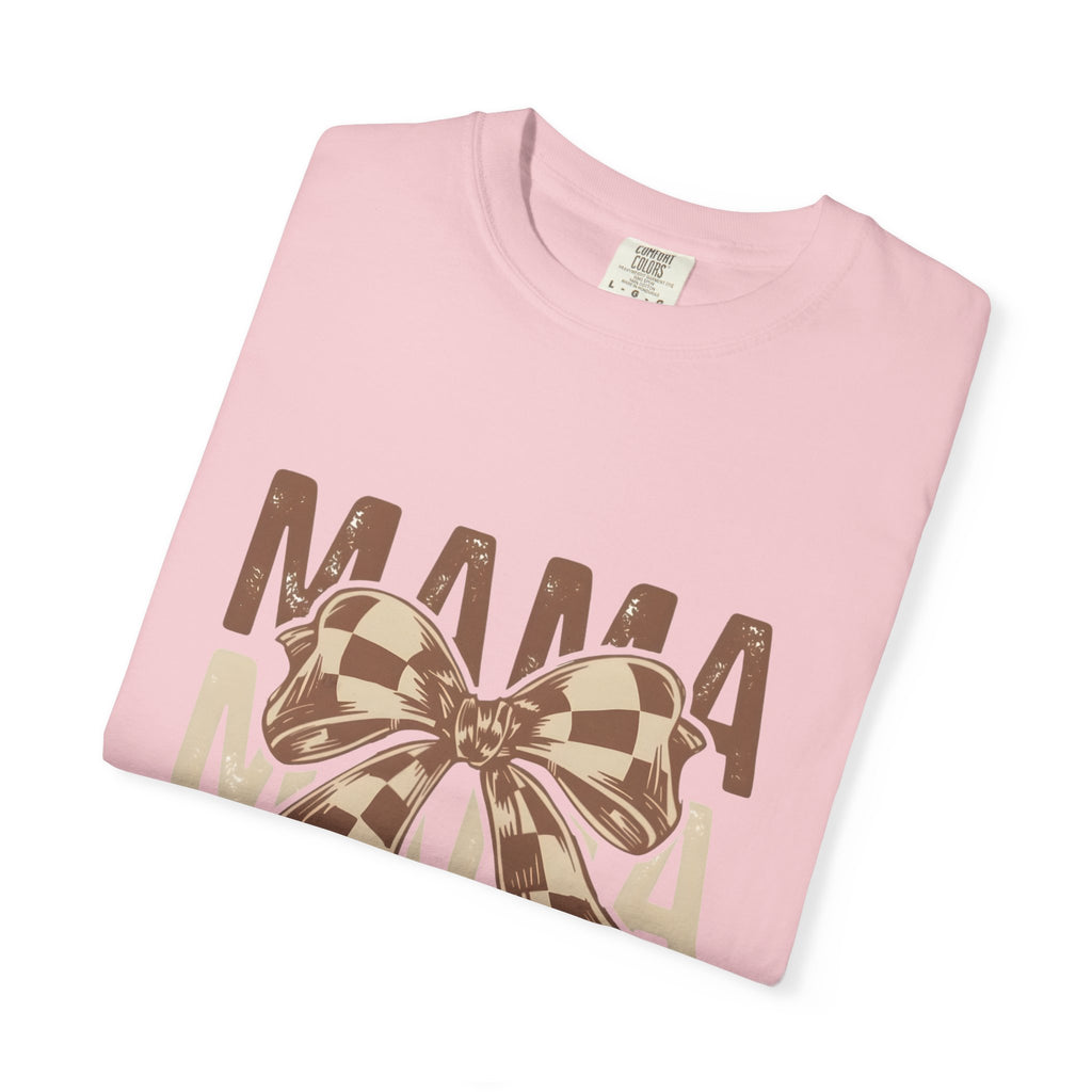 Mama Bow T-Shirt — Buffalo Check Ribbon Mom Shirt