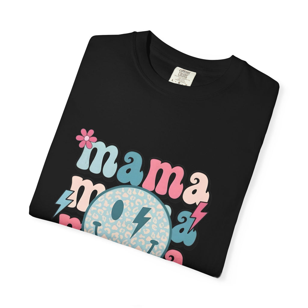 Mama Smiley Graphic T-Shirt — Retro Pink & Blue Mother’s Day Tee