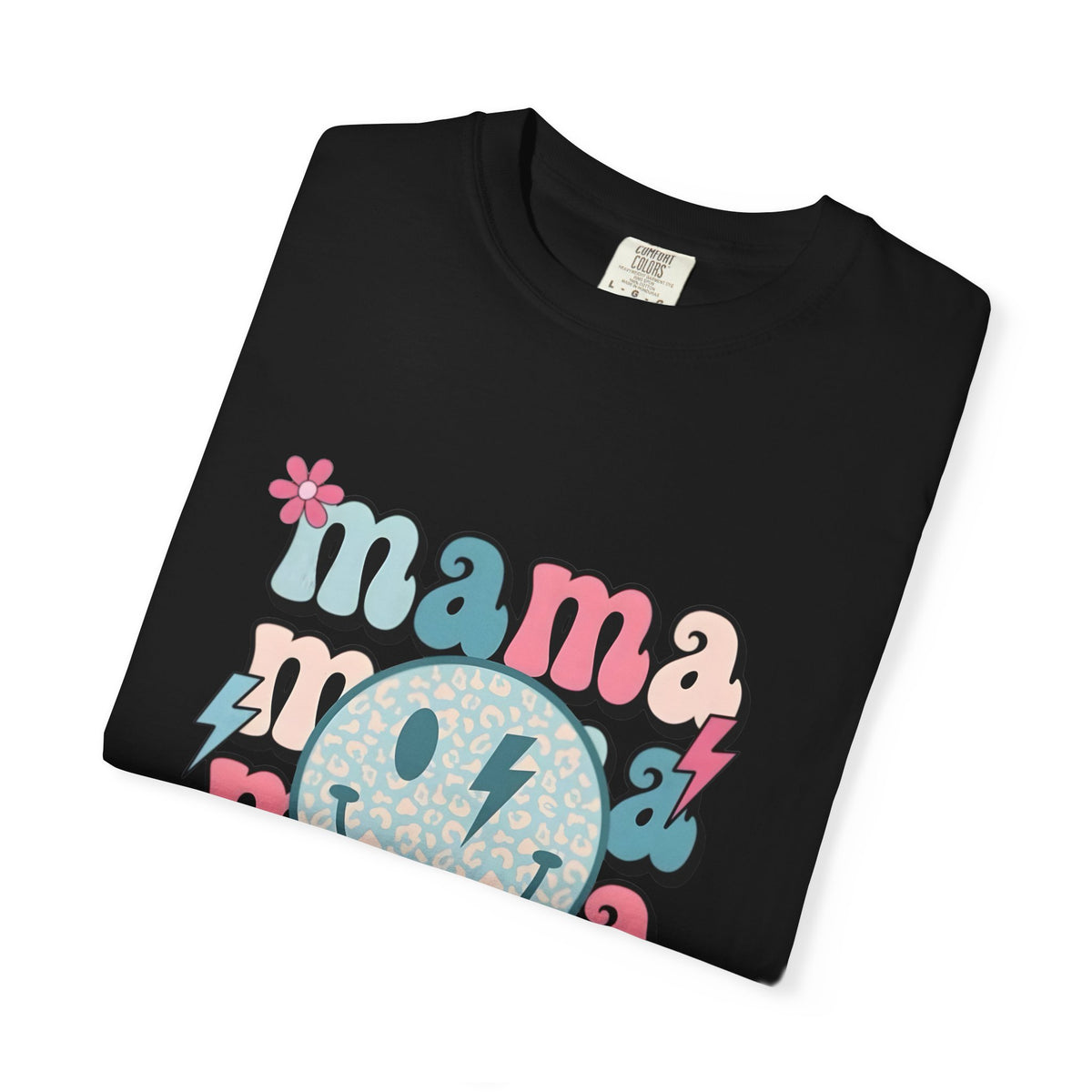 Mama Smiley Graphic T-Shirt — Retro Pink & Blue Mother’s Day Tee