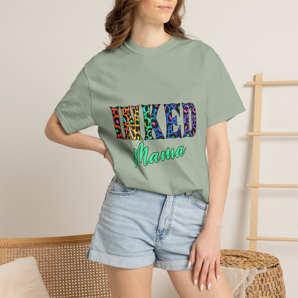 Inked Mama T-Shirt — Colorful Tattoo Script Tee for Moms