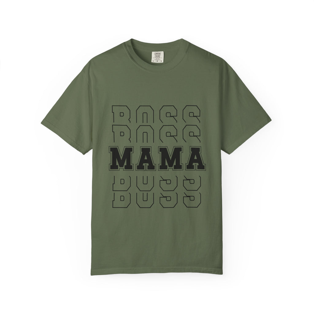 Mama Boss T-Shirt — 'MAMA' Layered Text Graphic Tee for Moms