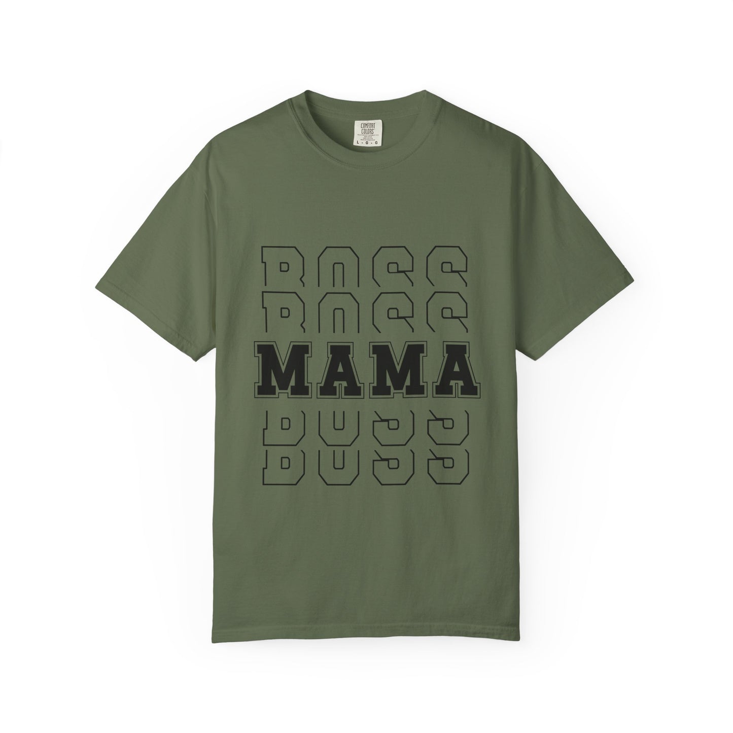 Mama Boss T-Shirt — 'MAMA' Layered Text Graphic Tee for Moms