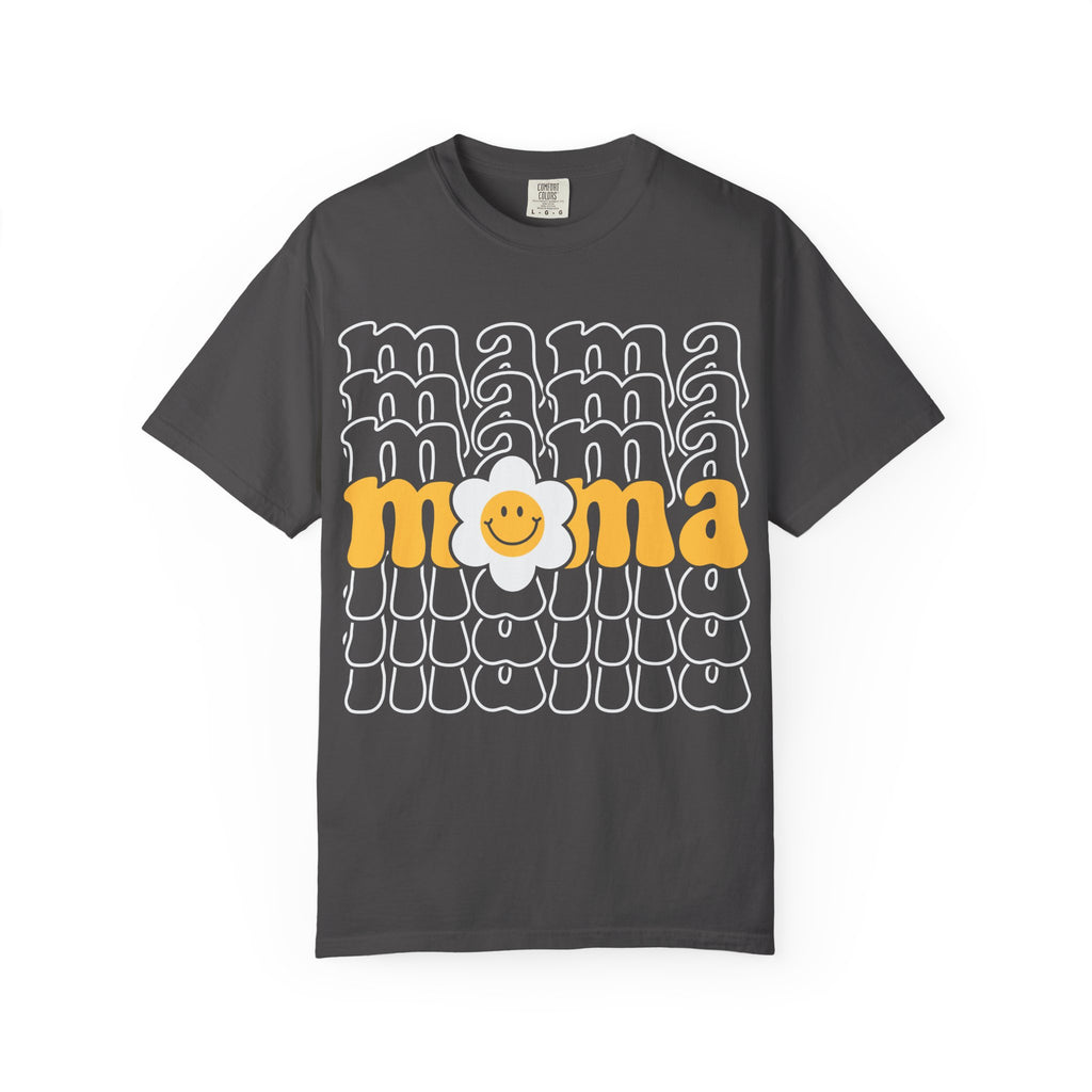 Mama Floral Retro T-Shirt — Sunny Yellow Vintage Mom Tee