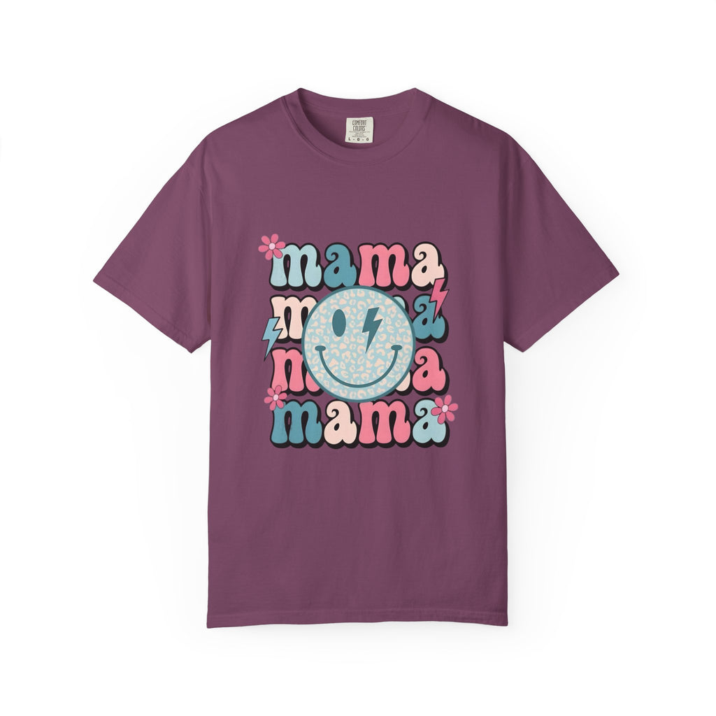 Mama Smiley Graphic T-Shirt — Retro Pink & Blue Mother’s Day Tee