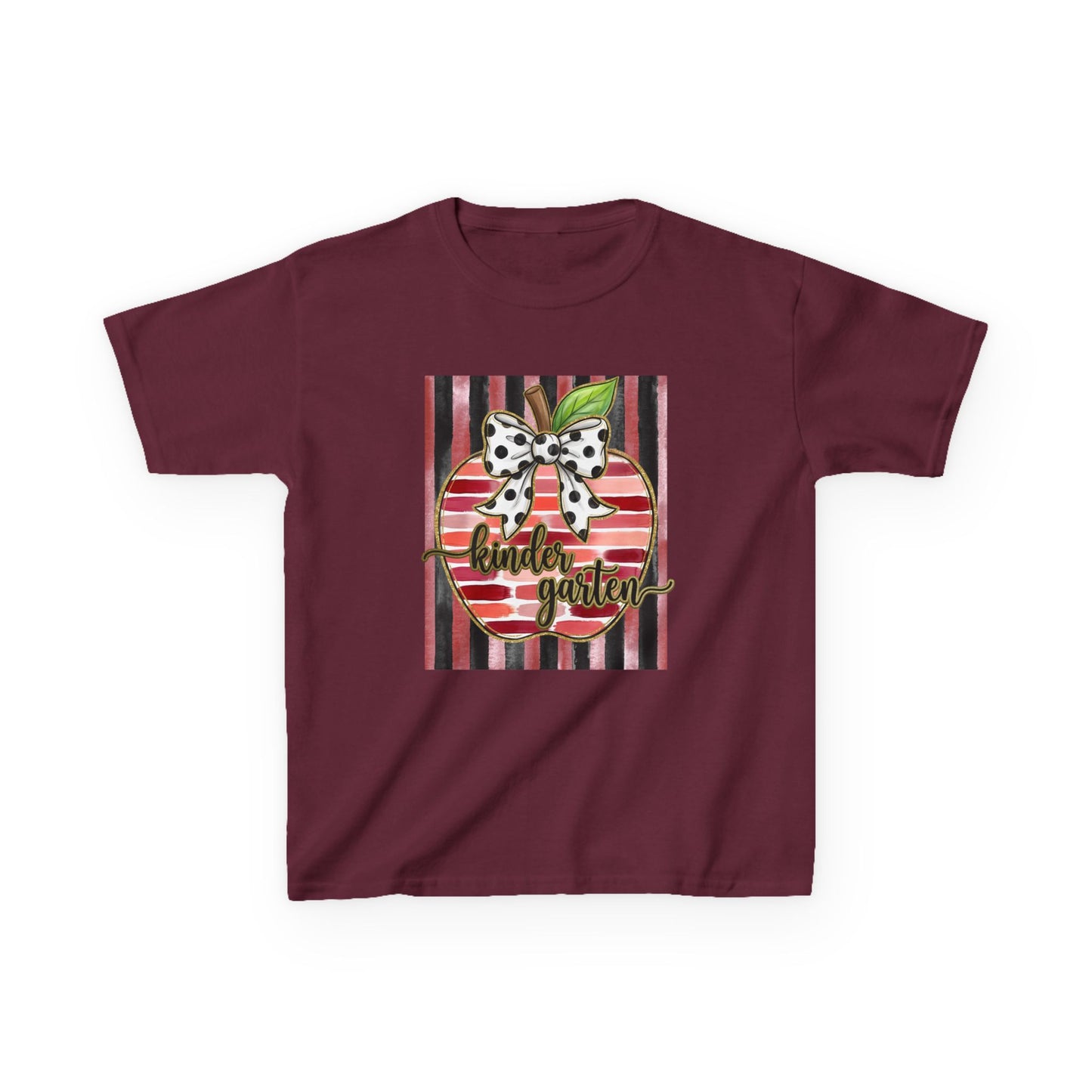 Kids Tee — "Kinder Garten" Apple Design (Back-to-School, Teacher Appreciation)
