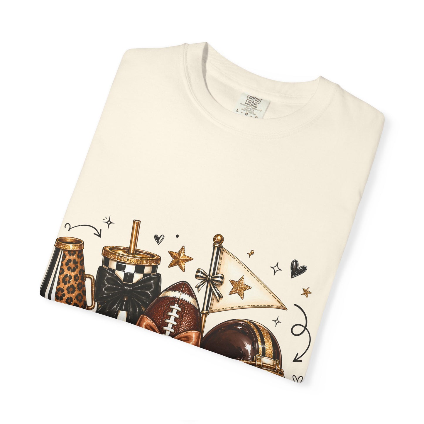 Football Fandom Graphic Tee — Helmet, Cleats & Tailgate Icons