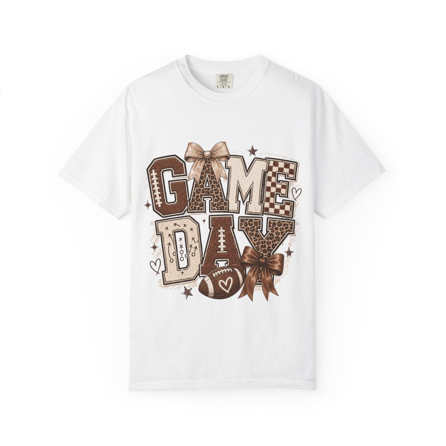 Game Day Graphic Tee — Retro Brown Bow Football Fan Shirt