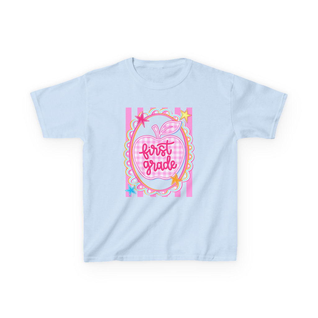 First Grade Kids T‑Shirt — Pink Apple Back to School Tee