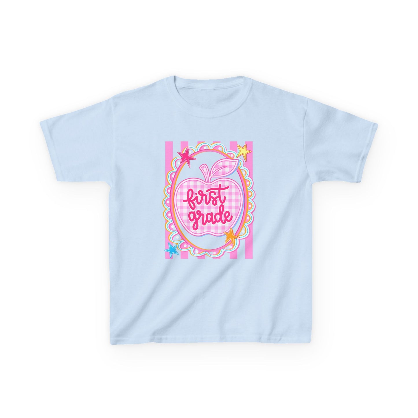 First Grade Kids T‑Shirt — Pink Apple Back to School Tee