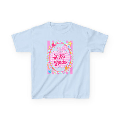 First Grade Kids T‑Shirt — Pink Apple Back to School Tee