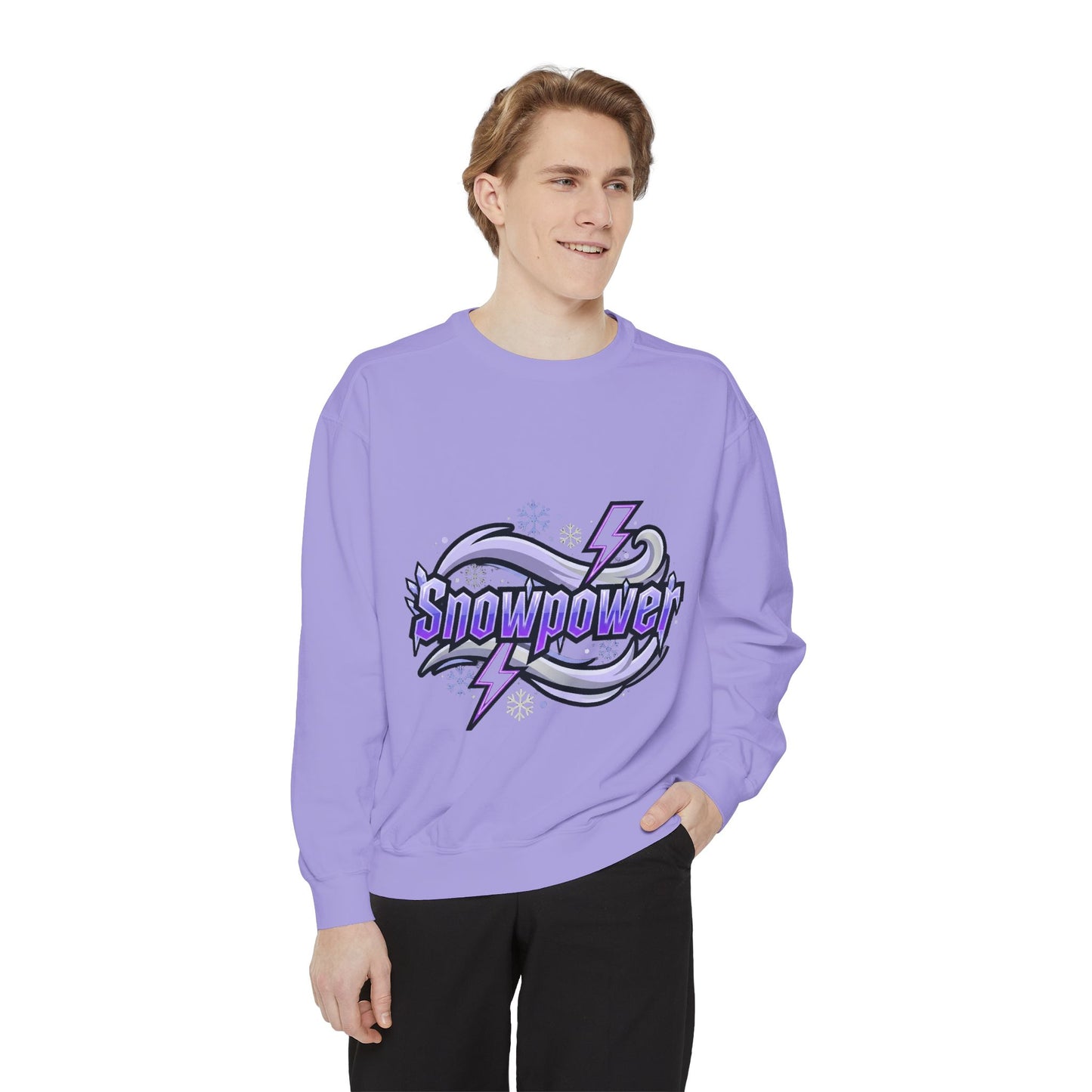 Snowpower Graphic Sweatshirt — Retro Lightning Snowboard Crewneck