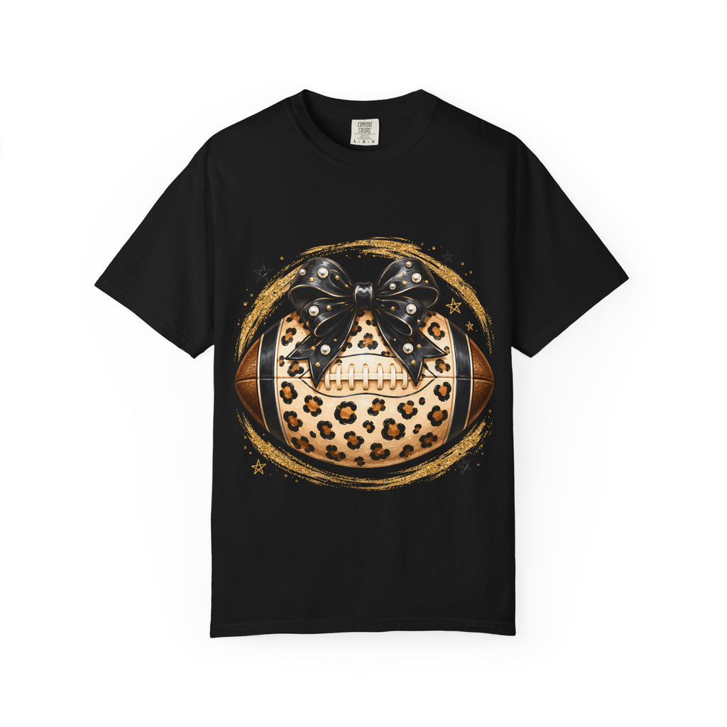 Leopard Print Football with Bow T-Shirt