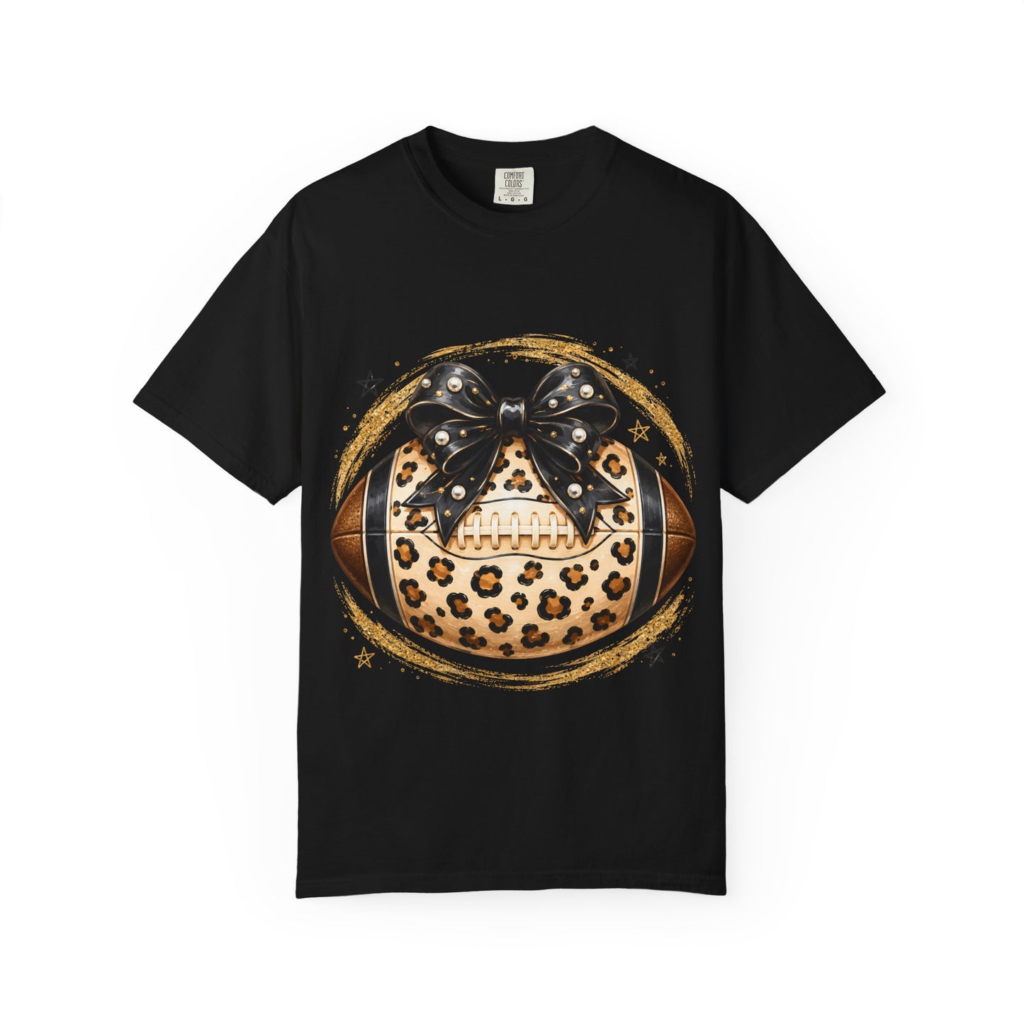 Leopard Print Football with Bow T-Shirt