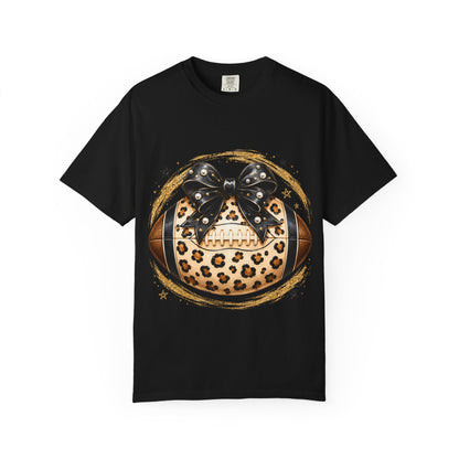 Leopard Print Football with Bow T-Shirt