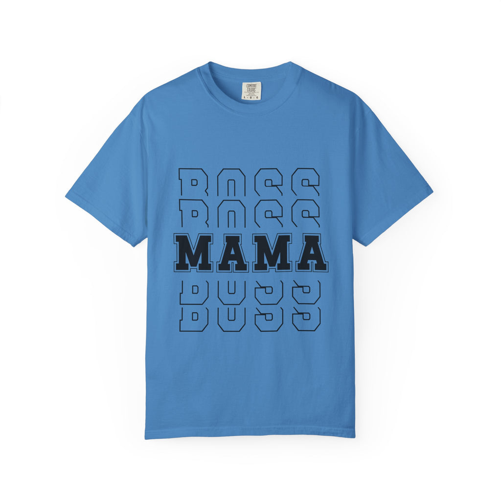 Mama Boss T-Shirt — 'MAMA' Layered Text Graphic Tee for Moms