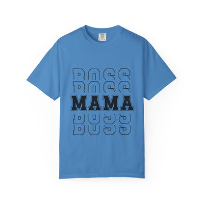 Mama Boss T-Shirt — 'MAMA' Layered Text Graphic Tee for Moms