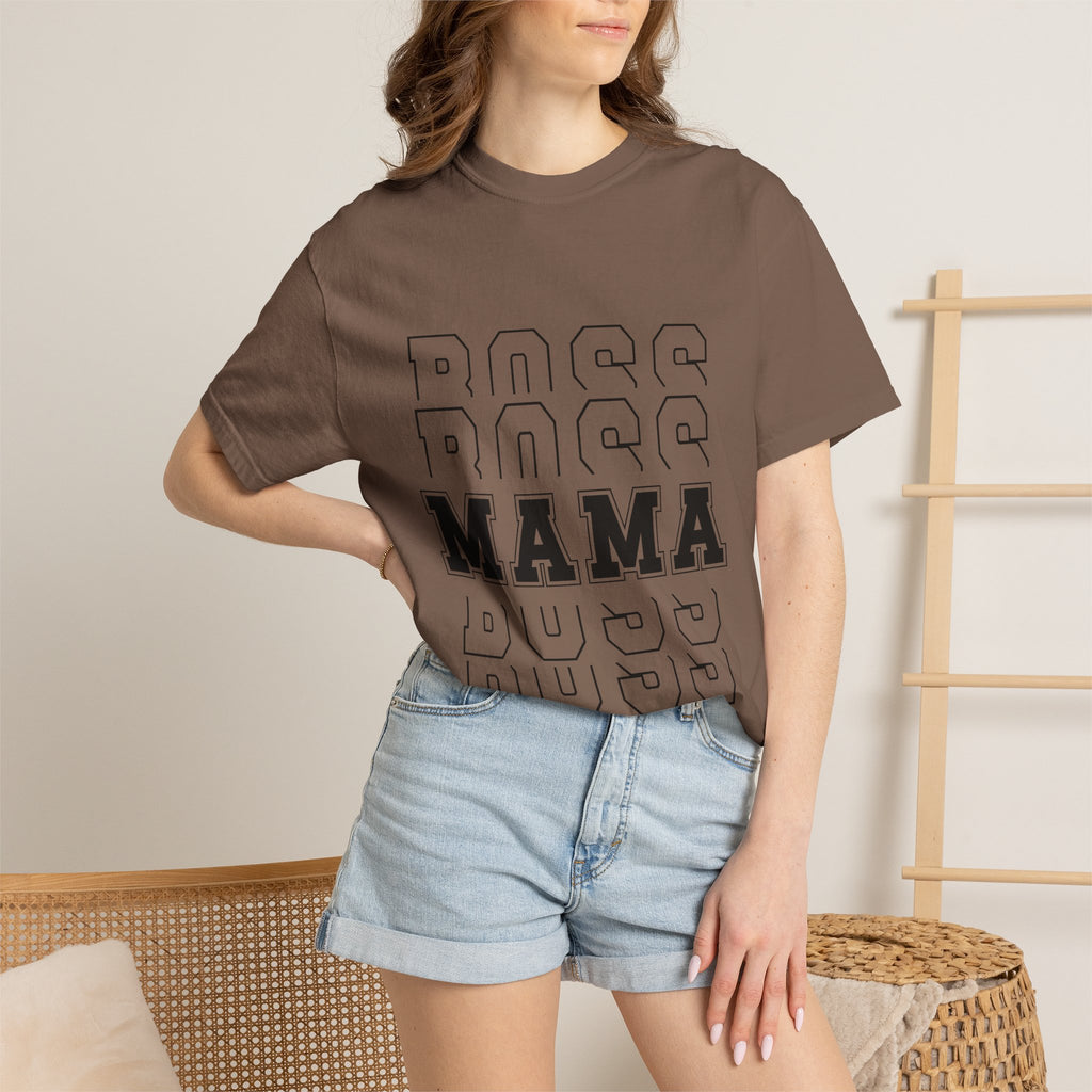 Mama Boss T-Shirt — 'MAMA' Layered Text Graphic Tee for Moms
