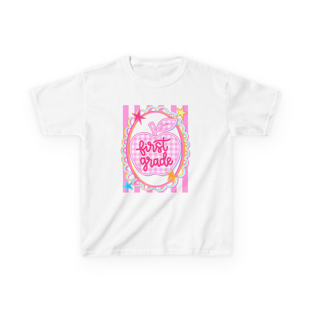 First Grade Kids T‑Shirt — Pink Apple Back to School Tee