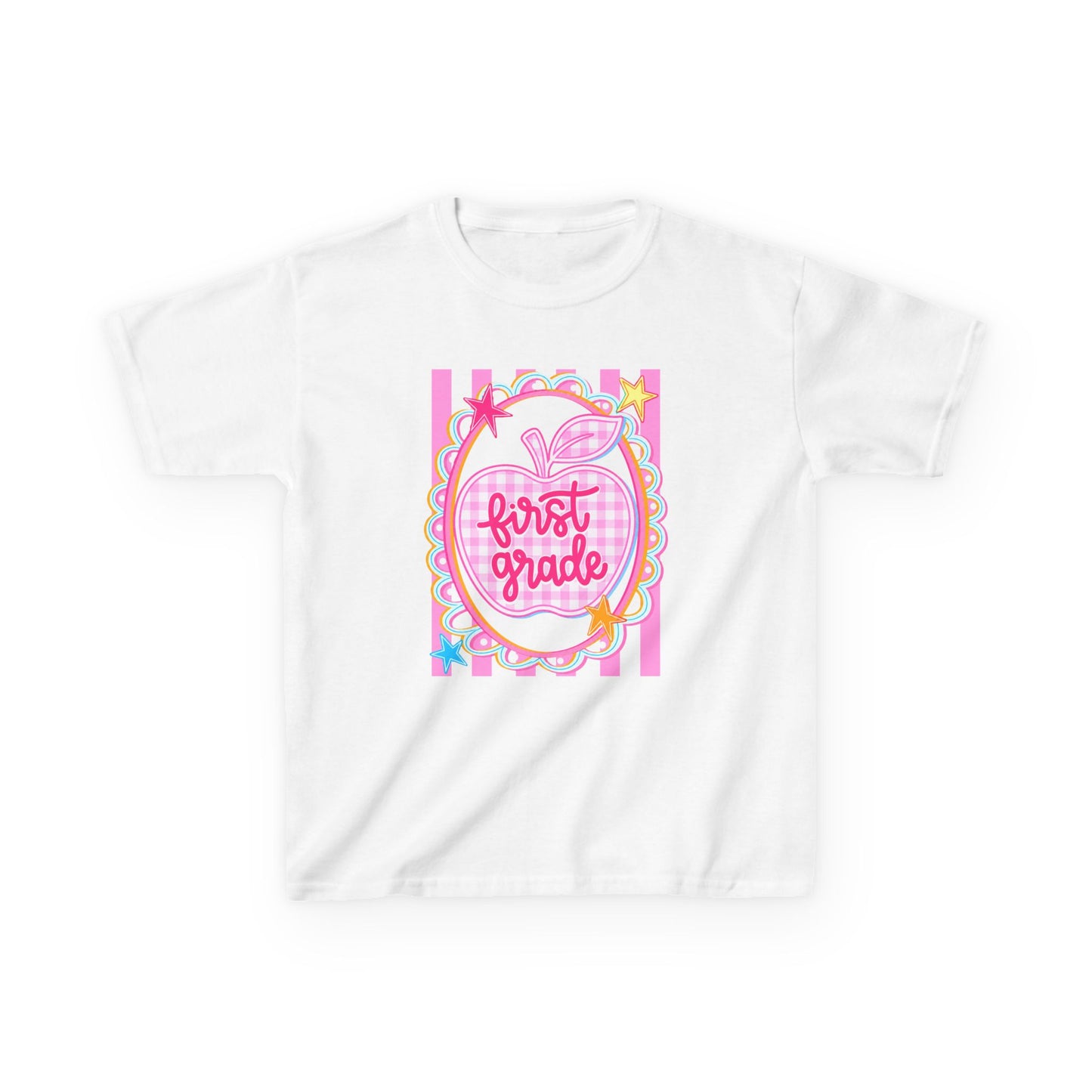 First Grade Kids T‑Shirt — Pink Apple Back to School Tee