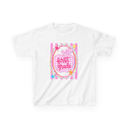 First Grade Kids T‑Shirt — Pink Apple Back to School Tee