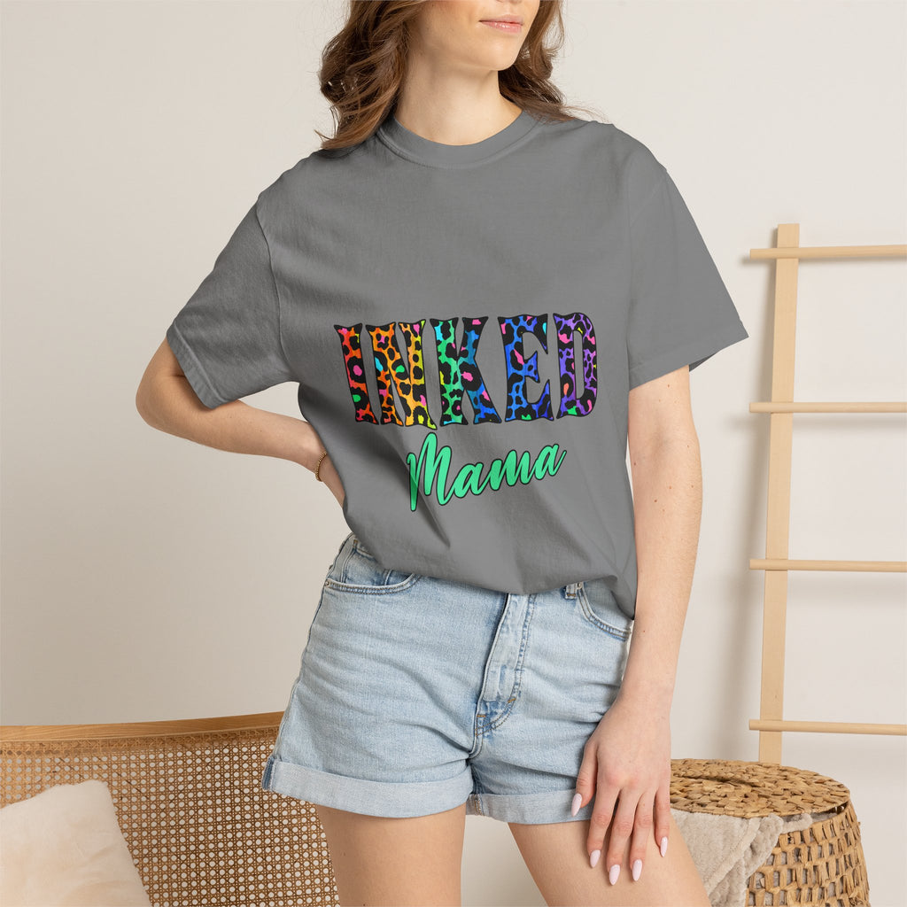Inked Mama T-Shirt — Colorful Tattoo Script Tee for Moms