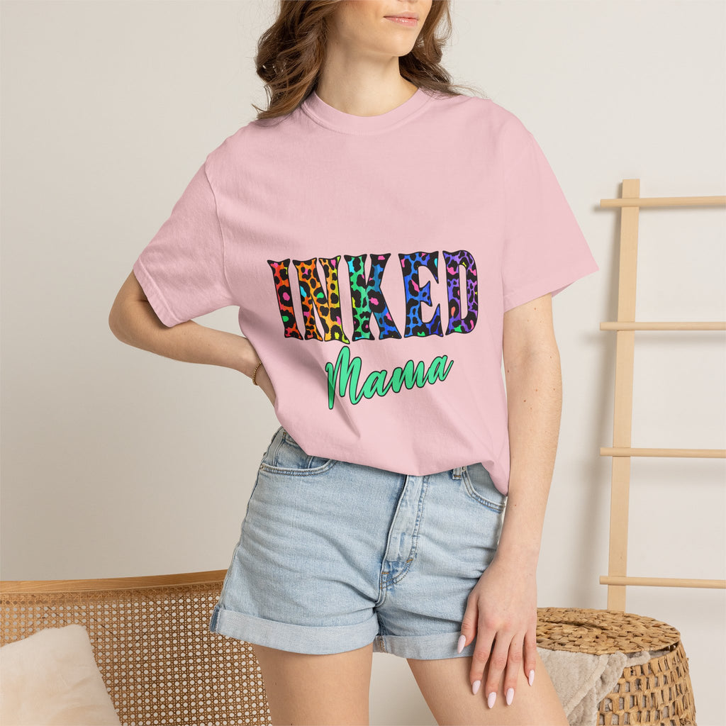 Inked Mama T-Shirt — Colorful Tattoo Script Tee for Moms