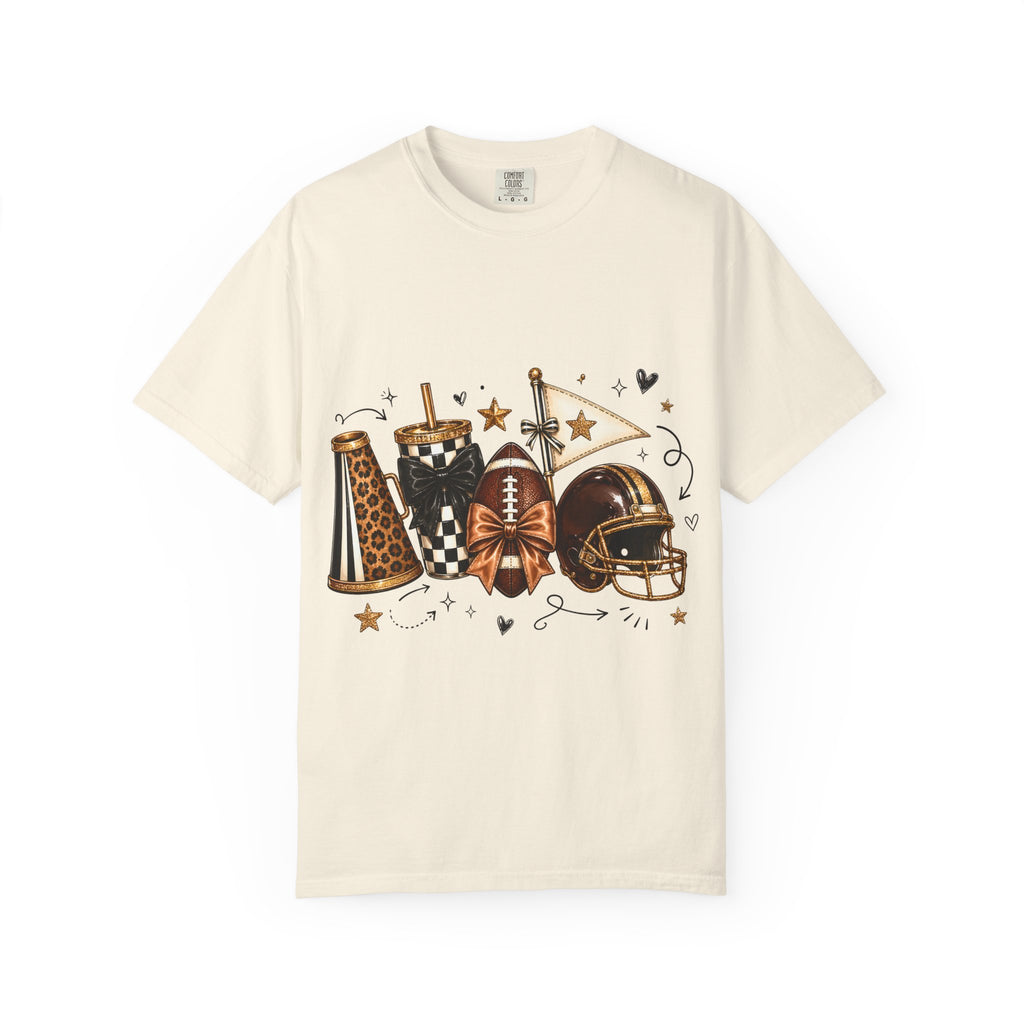 Football Fandom Graphic Tee — Helmet, Cleats & Tailgate Icons