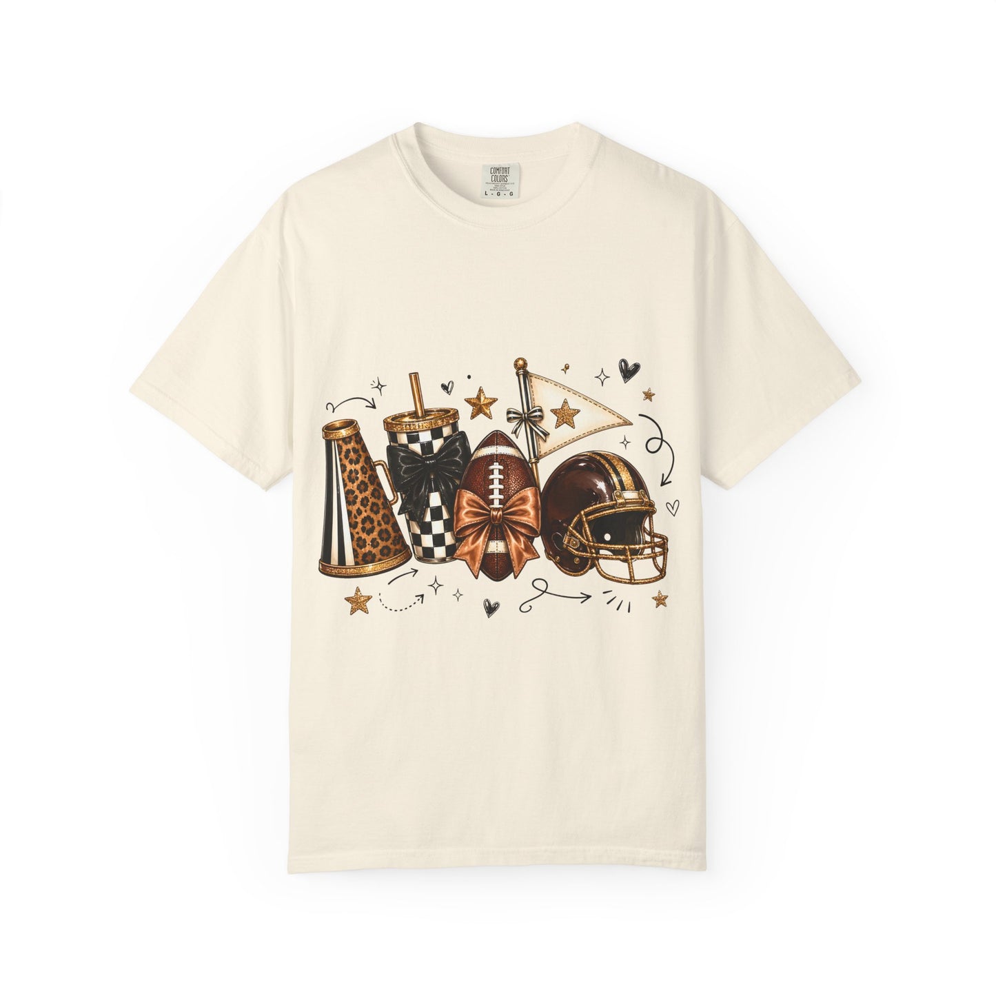 Football Fandom Graphic Tee — Helmet, Cleats & Tailgate Icons